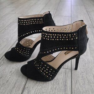 Jennifer Lopez Black Cutout Studded High Heel Sandals Size 8